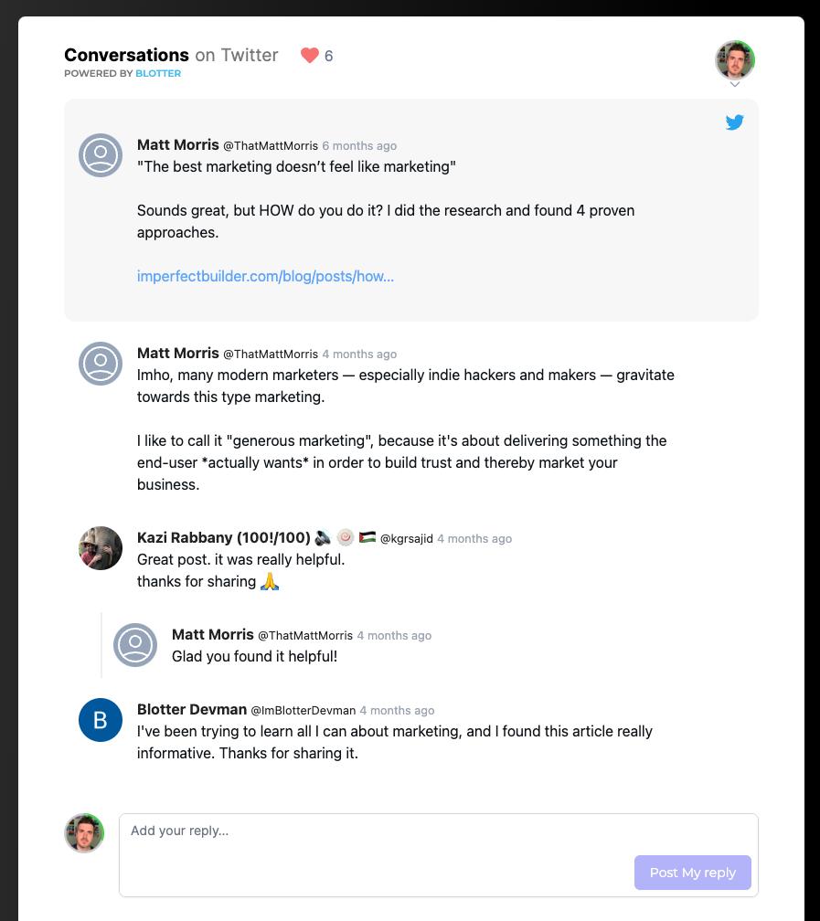 Screenshot of Blotter web app